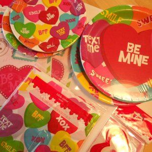 Valentines Lot of Party Plates & Assorted Items